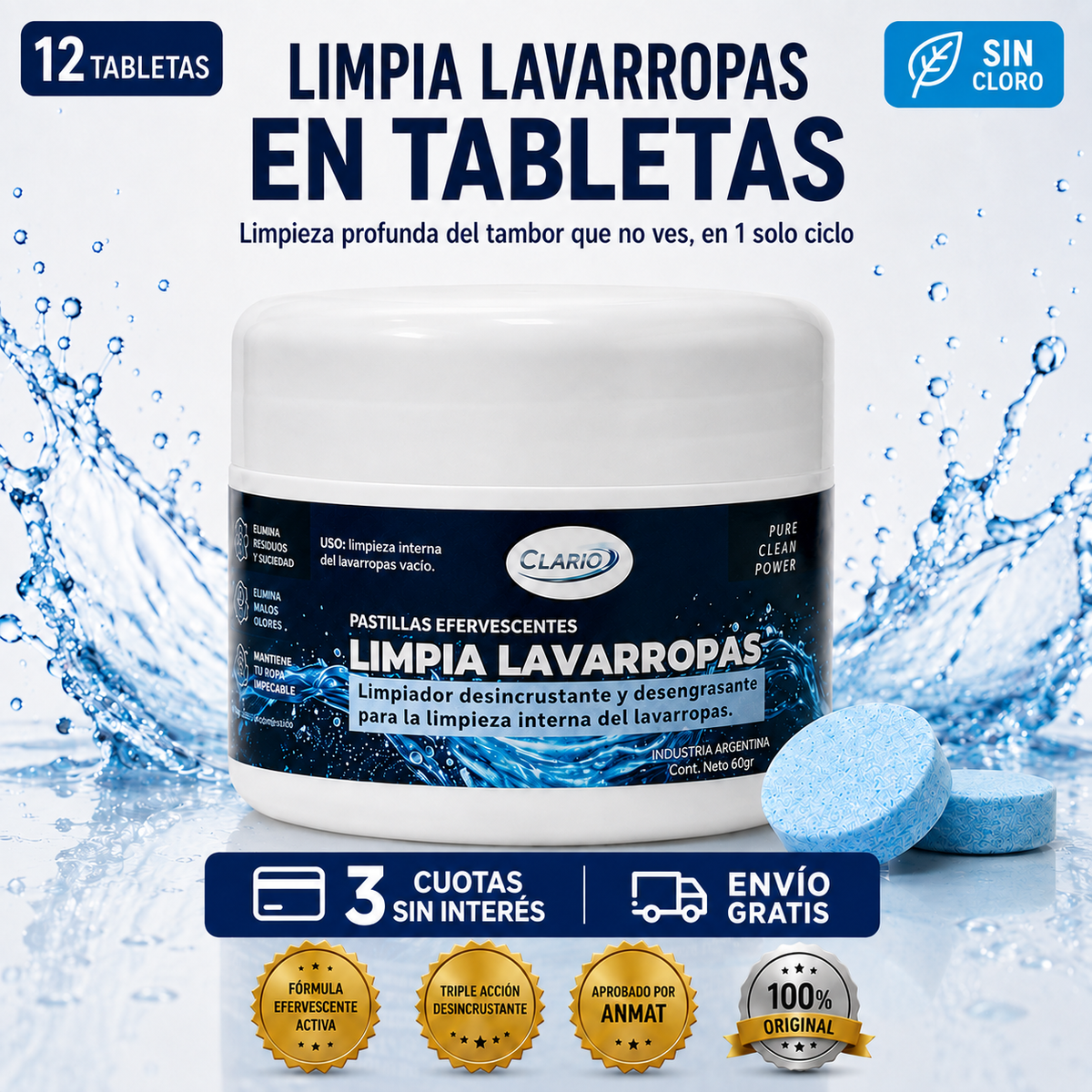 Pastillas CLARIO™ — Limpieza Profunda contra Hongos, Pelos y Humedad