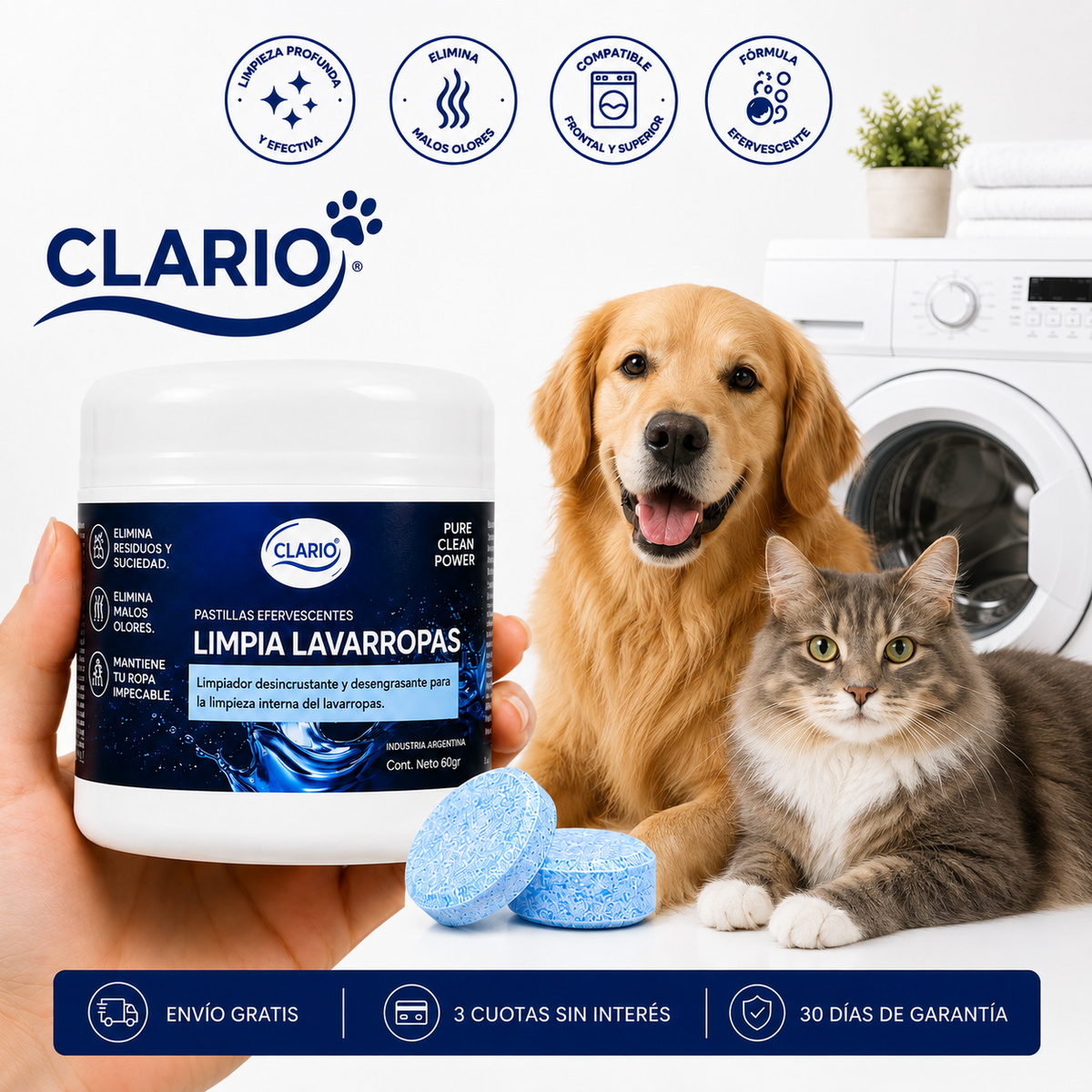 Pastillas CLARIO™ — Limpieza Profunda contra Hongos, Pelos y Humedad