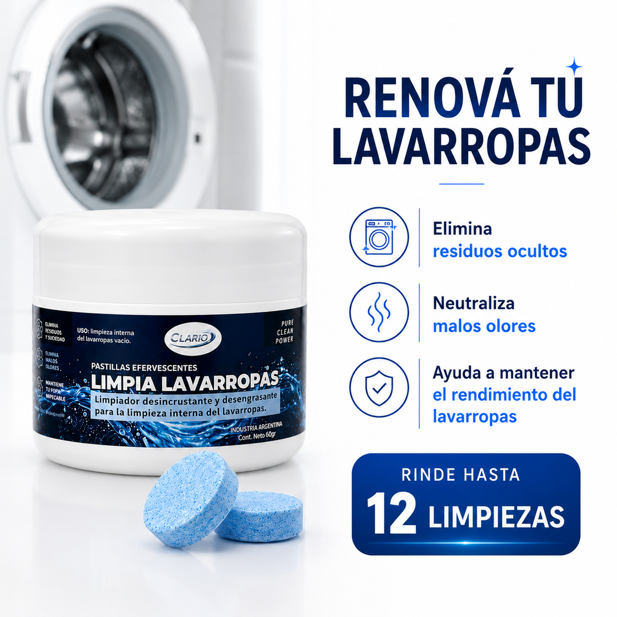 Pastillas CLARIO™ — Limpieza Profunda contra Hongos, Pelos y Humedad